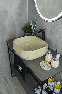 Раковина накладная Gid 45 Mnc188 54424 бежевый мрамор купить в интернет-магазине Sanbest