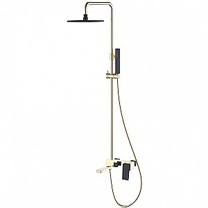Душевая система Boheme Q 148-GB.2 золото/ручка черная изогнутая купить в интернет-магазине сантехники Sanbest
