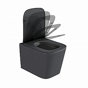 Унитаз подвесной BAS KVADRO DARK GREY безободковый, с крышкой микролифт, темно-серый купить в интернет-магазине Sanbest
