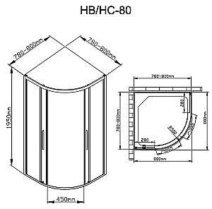 Душевой уголок DTO HC 80 98889 стекло прозрачное/профиль хром купить в интернет-магазине Sanbest