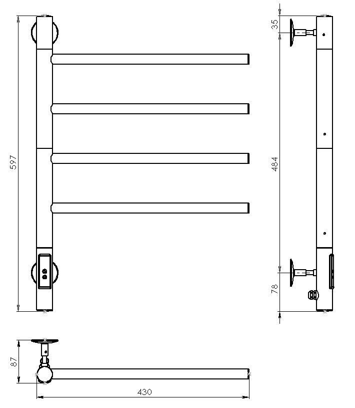 Полотенцесушитель Vincea 43х60 VTD-1S1CGE графит купить в интернет-магазине сантехники Sanbest