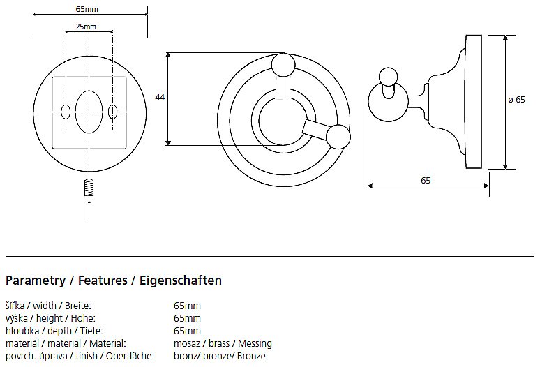 Крючок Bemeta Retro 144106037 купить в интернет-магазине сантехники Sanbest