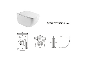 Унитаз подвесной Aquatek МЕДЕЯ AQ1537T-00+INS-0000012+KKI-0000002 белый, безободковый, с крышкой микролифт, слив-торнадо, с инсталляцией, без кнопки купить в интернет-магазине Sanbest