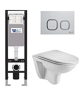 Унитаз с инсталляцией WeltWasser AMBERG 350 + BAARBACH 004 GL-WT + AMBERG RD-WT белый/кнопка белая-хром купить в интернет-магазине Sanbest