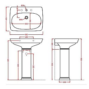 Раковина с пьедесталом Artceram Civitas 68 CIL001 34 00+CIC001 34 00 68 серая купить в интернет-магазине Sanbest
