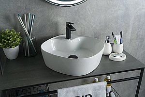 Раковина накладная Gid Geometrico 44 N9442 51153 белая купить в интернет-магазине Sanbest