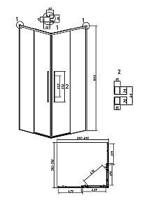 Душевой уголок Grossman Galaxy 90х80 300.K33.01.9080.21.02 стекло шиншилла/профиль черный матовый купить в интернет-магазине Sanbest