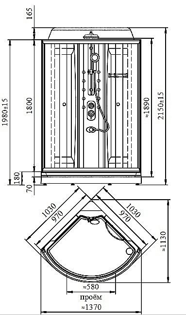 Душевая кабина Радомир Паола 103х103 стекло прозрачное/профиль белый купить в интернет-магазине Sanbest
