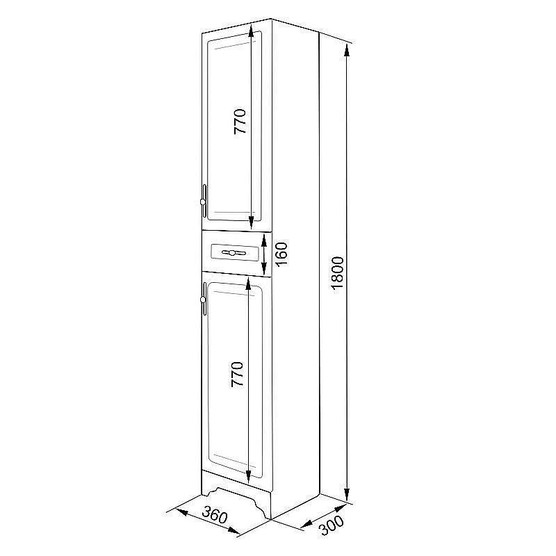 Пенал Loranto Janet 36 CS00049716 ольха для ванной в интернет-магазине сантехники Sanbest