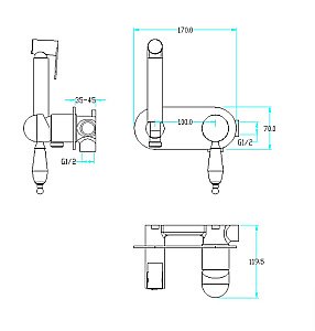 Гигиеническая лейка со смесителем Boheme IMPERIALE 425 купить в интернет-магазине сантехники Sanbest