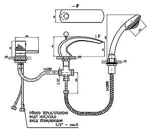 Смеситель на борт ванны RAV-Slezak DUNAJ TERMOSTAT DT272.5S хром купить в интернет-магазине сантехники Sanbest