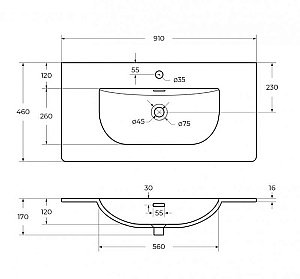 Тумба с раковиной BelBagno MARINO-CER-N-900-2C-SO-NL-P Nero Lucido для ванной в интернет-магазине Sanbest