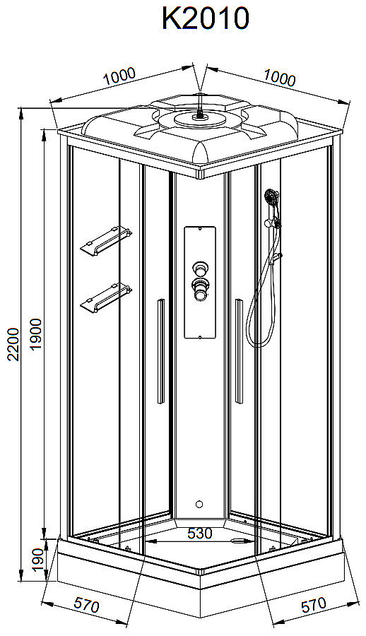 Душевая кабина AvaCan K Серия K2010 100х100 стандартная купить в интернет-магазине Sanbest