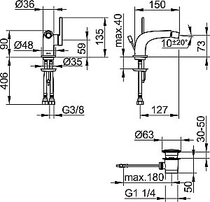 Смеситель для биде KEUCO EDITION 400 51509050000 никель купить в интернет-магазине сантехники Sanbest
