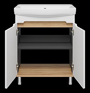 Тумба с раковиной Misty Сканди - 70 Э-Ска01070-0150-2Д белый/графит для ванной в интернет-магазине Sanbest