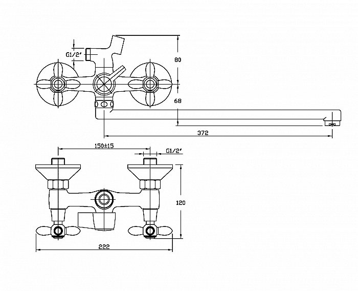 Смеситель для ванны Agger Retro A1921188 купить в интернет-магазине сантехники Sanbest