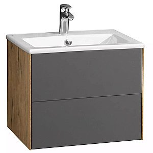 Тумба с раковиной Акватон Сохо 60 дуб веллингтон/графит для ванной в интернет-магазине Sanbest