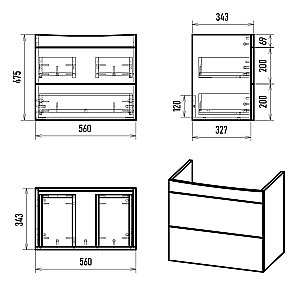 Тумба с раковиной Misty Клермонт - 60 Э-Кле01060-011П2Я белая для ванной в интернет-магазине Sanbest