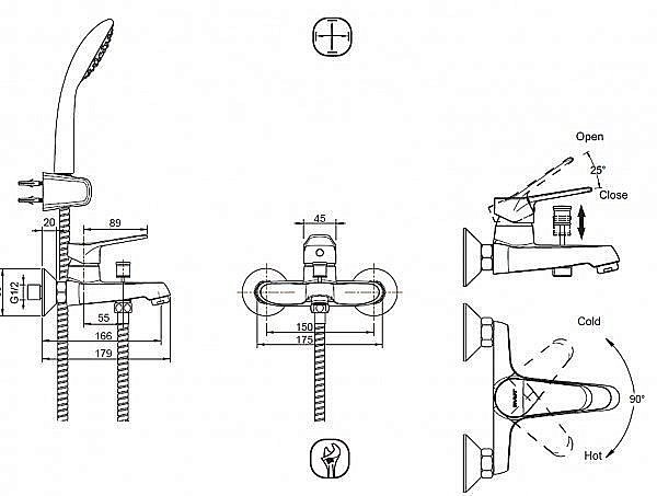 Смеситель для ванны Bravat Eco F6111147BM-B купить в интернет-магазине сантехники Sanbest