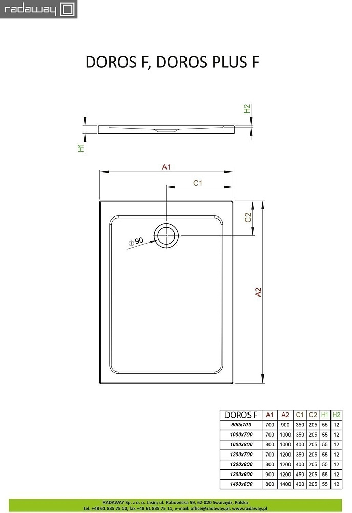 Душевой поддон Radaway Doros F 120x90 купить в интернет-магазине Sanbest