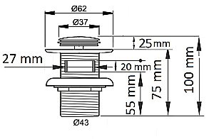 Донный клапан с переливом Ceramalux RD013 купить в интернет-магазине сантехники Sanbest
