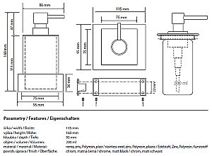 Диспенсер Bemeta Gamma 145409012 черный купить в интернет-магазине сантехники Sanbest