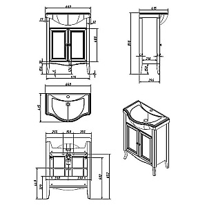 Тумба с раковиной Caprigo Lion 65 две двери, античный орех для ванной в интернет-магазине Sanbest