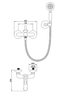 Смеситель для ванны с душем WONZON & WOGHAND STEAM, Хром (WW-88639008-CR) купить в интернет-магазине сантехники Sanbest