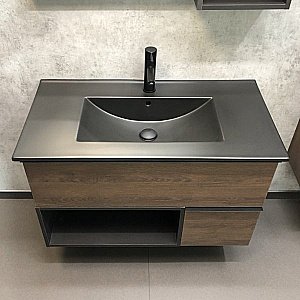 Тумба с раковиной Comforty Франкфурт 00-00002048 90 дуб шоколадно-коричневый для ванной в интернет-магазине Sanbest