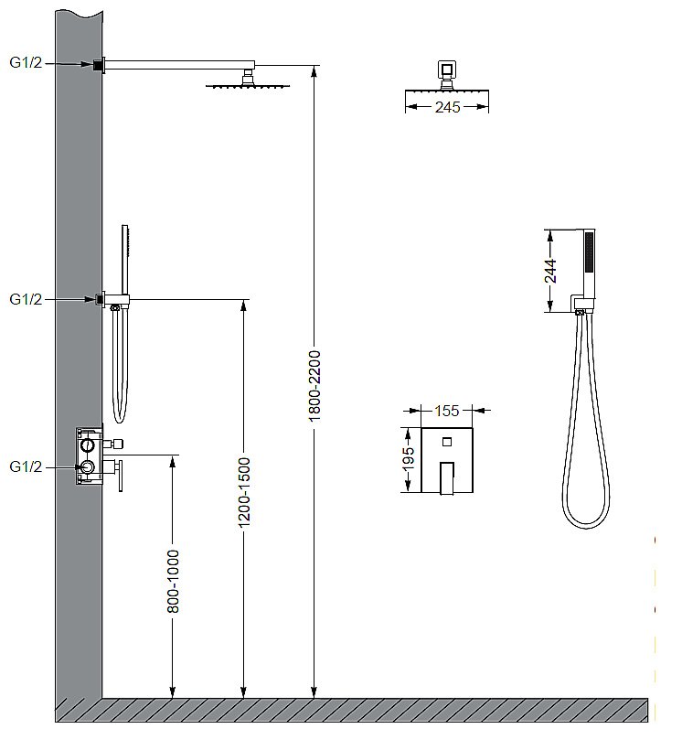 Душевая система Vincea Dice VSFW-2DS1BN брашированный никель купить в интернет-магазине сантехники Sanbest