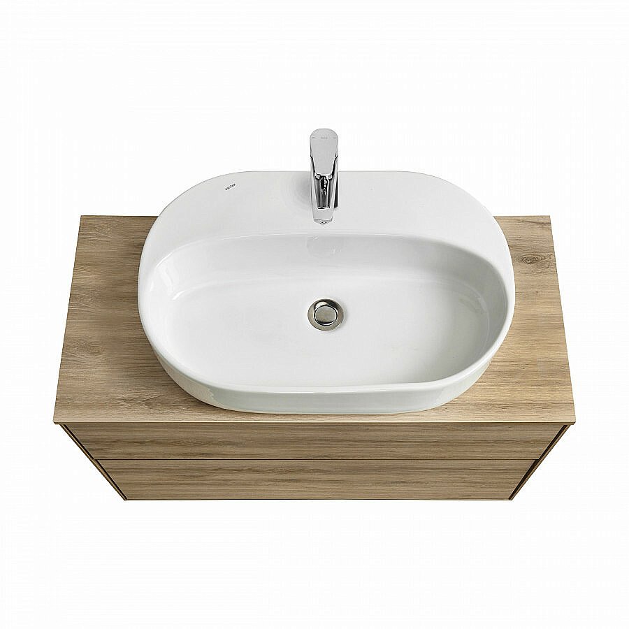 Тумба со столешницей Акватон Либерти 100 дуб эльвезия для ванной в интернет-магазине Sanbest