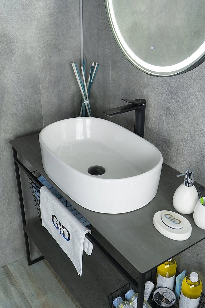 Раковина накладная Gid Lago 56  N9025 51111 белая купить в интернет-магазине Sanbest