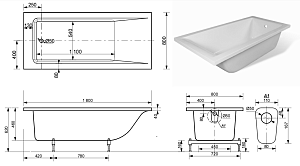 Ванна Эстет Дельта 180x80 белая купить в интернет-магазине Sanbest