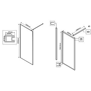 Душевая перегородка Vincea Walk-In VSW-1HP100GWBG 100 профиль брашированное золото/стекло ламинированное с золотыми нитями купить в интернет-магазине Sanbest
