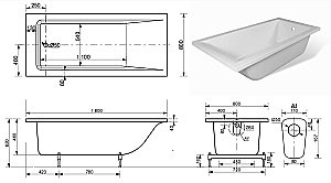 Ванна Эстет Дельта 180x80 белая купить в интернет-магазине Sanbest