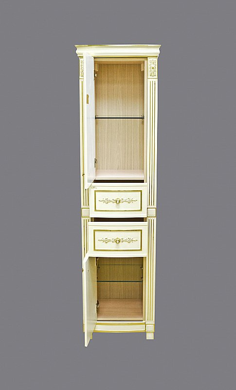 Пенал напольный Misty Tiffany 50 бежевый сусальное золото для ванной в интернет-магазине сантехники Sanbest