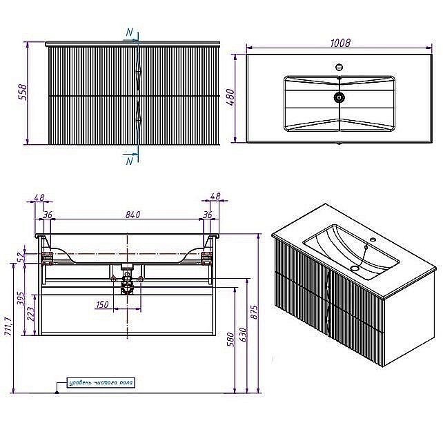 Тумба с раковиной Caprigo Novara 100 Эмали для ванной в интернет-магазине Sanbest