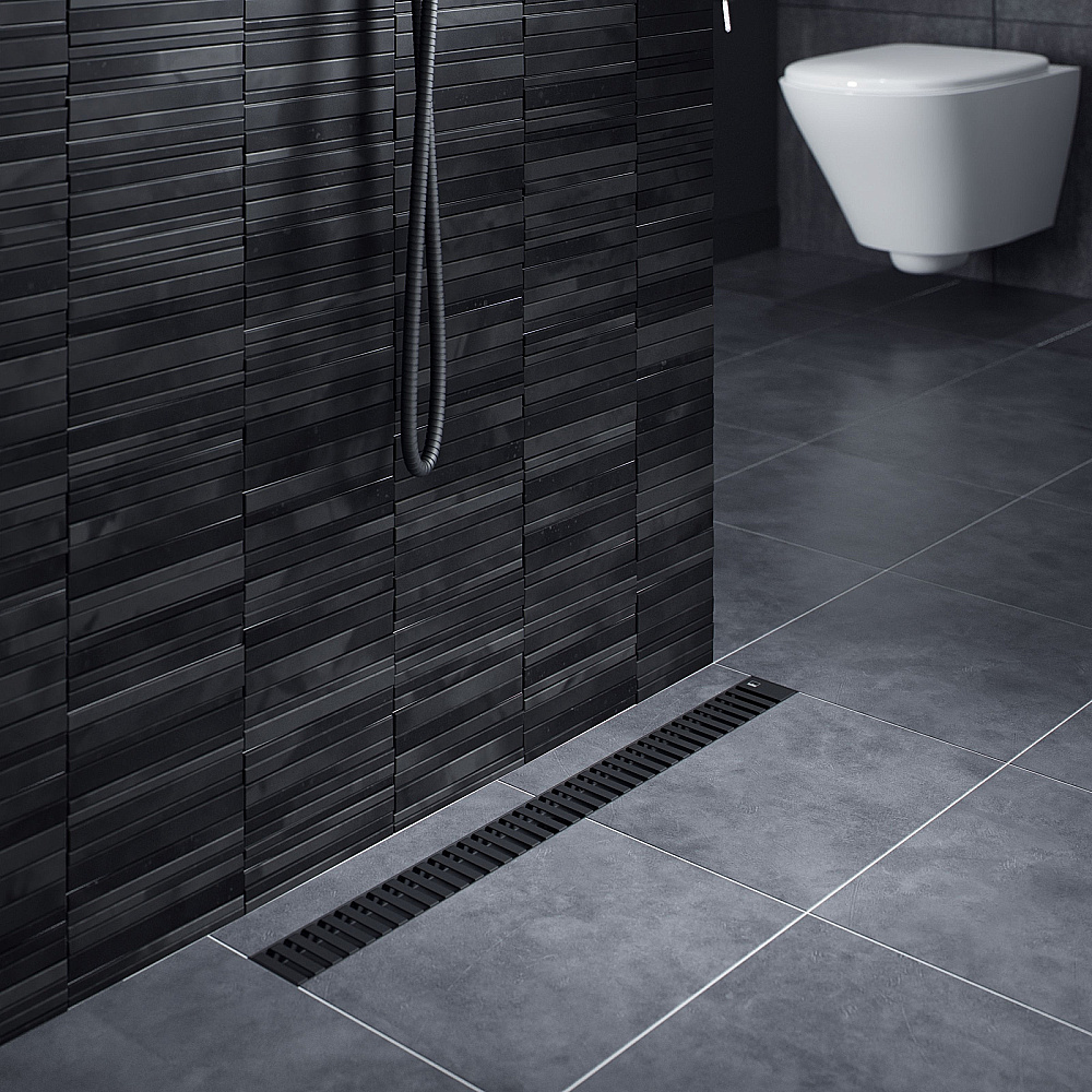Душевой лоток TIMO Drain System 900 с вставкой "lines", Чёрный купить в интернет-магазине Sanbest