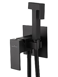 Смеситель с гигиеническим душем встраиваемый WONZON & WOGHAND CUBE, Черный матовый (WW-88829016-MB) купить в интернет-магазине сантехники Sanbest