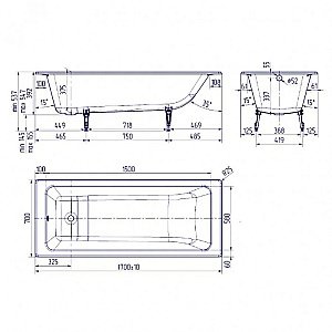 Ванна чугунная Delice PARALLEL Comfort DLR220505R-AS 170x70 белая с ручками купить в интернет-магазине Sanbest