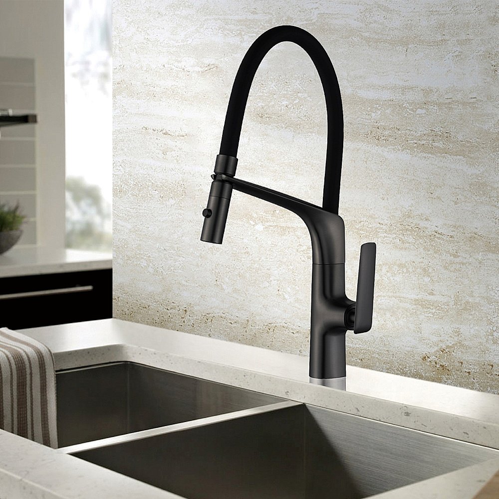 Смеситель для кухни Vincea VKF-115MB черный матовый купить в интернет-магазине сантехники Sanbest