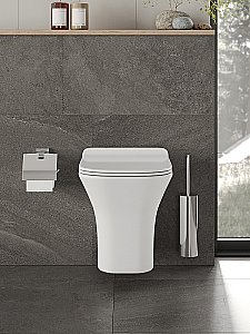 Унитаз подвесной Orange CI02-100W+APB100 безободковый, с крышкой микролифт, с инсталляцией, белый/кнопка хром купить в интернет-магазине Sanbest