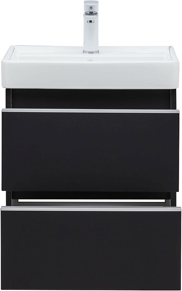 Тумба с раковиной Aquanet Вега 50 черная матовая для ванной в интернет-магазине Sanbest