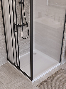 Душевой уголок BelBagno UNO-195-AF-31-90-P-NERO стекло матовое/профиль черный купить в интернет-магазине Sanbest