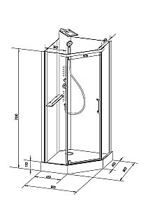 Душевая кабина Black&White GALAXY G8705 90х90 прозрачная/черный купить в интернет-магазине Sanbest