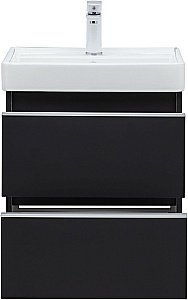 Тумба с раковиной Aquanet Вега 50 черная матовая для ванной в интернет-магазине Sanbest