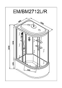 Душевая кабина DTO Серия ЕМ ЕМ2712 с электрикой (эл.) 120x80 купить в интернет-магазине Sanbest
