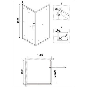 Душевой уголок Niagara Nova NG-83-11AB-A100B 110x100 купить в интернет-магазине Sanbest