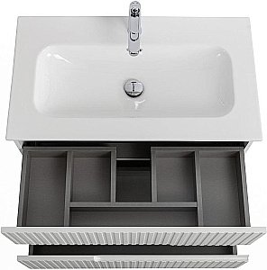 Тумба с раковиной Cezares DUET-N 80 DUET-N-800-2C-SO-BO белая матовая для ванной в интернет-магазине Sanbest