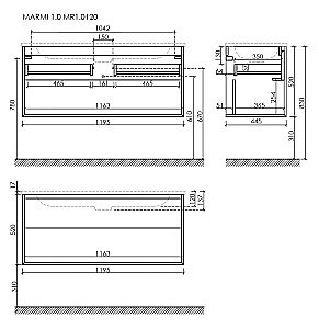 Тумба с раковиной Sancos Marmi 1.0 MR1.0120ECH дуб чарльстон для ванной в интернет-магазине Sanbest